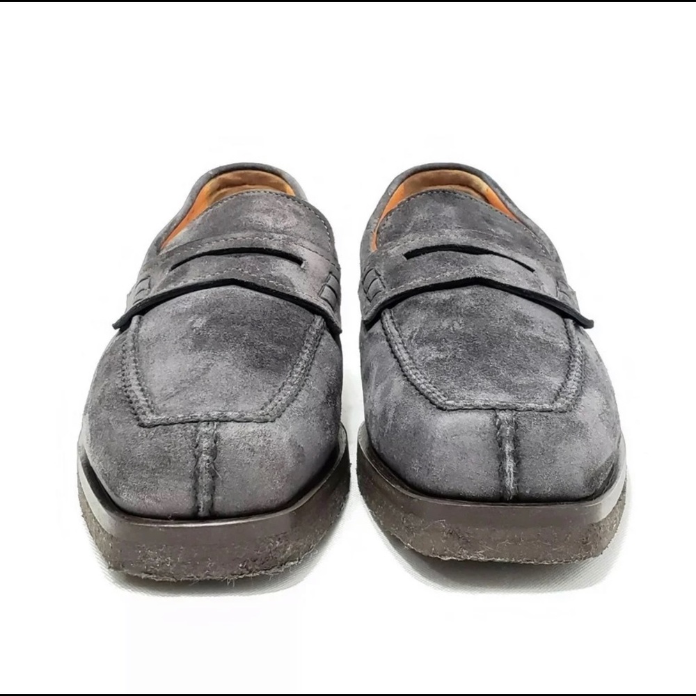 Santoni Gray Suede Loafers